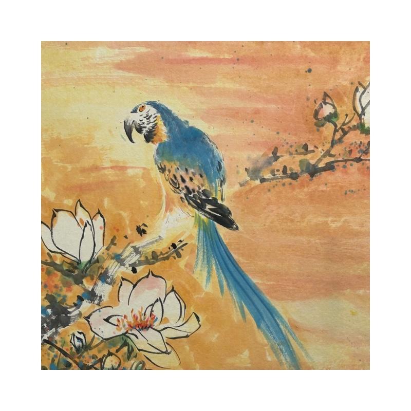Peinture Parrot par Yu Huan Huan | Tableau Figuratif Encre animaux