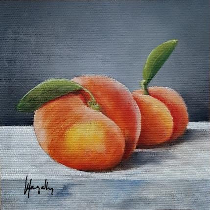 Peinture Peaches #2 par Gouveia Magaly  | Tableau Figuratif Huile Natures mortes