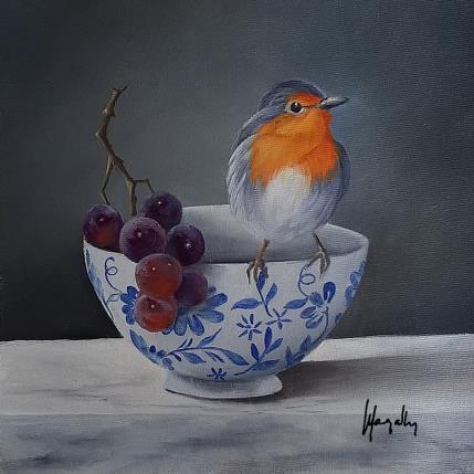 Painting This bird came to visit by Gouveia Magaly  | Painting Figurative Oil still-life