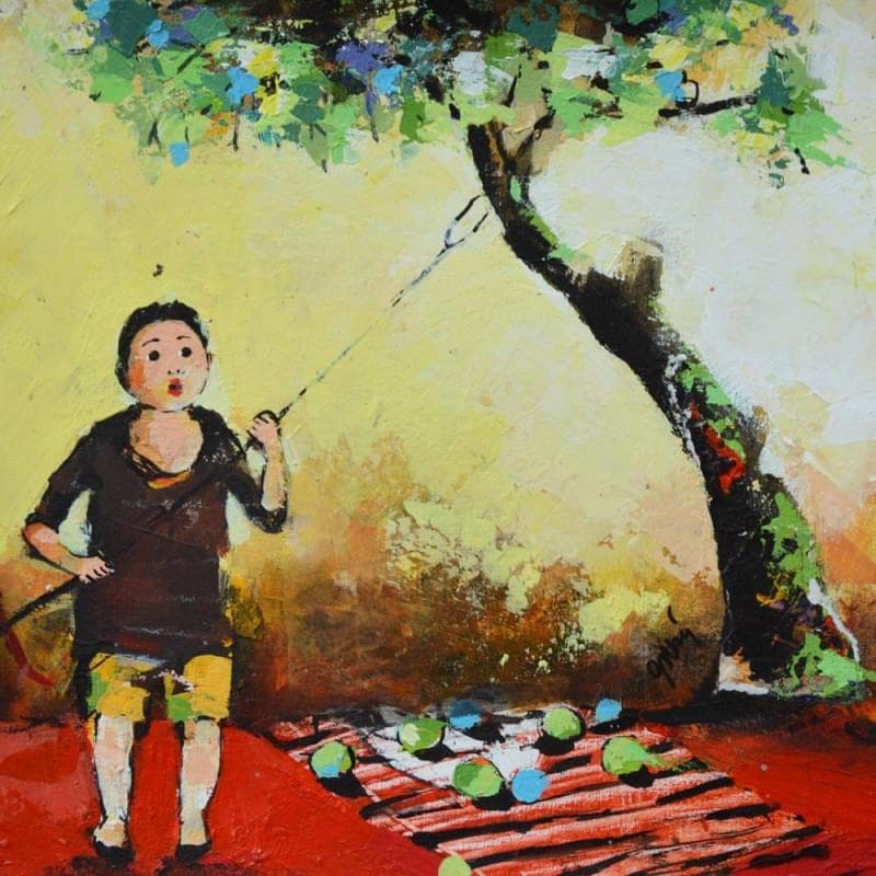 Painting S.14 by Abiy | Painting Naive art Oil Life style