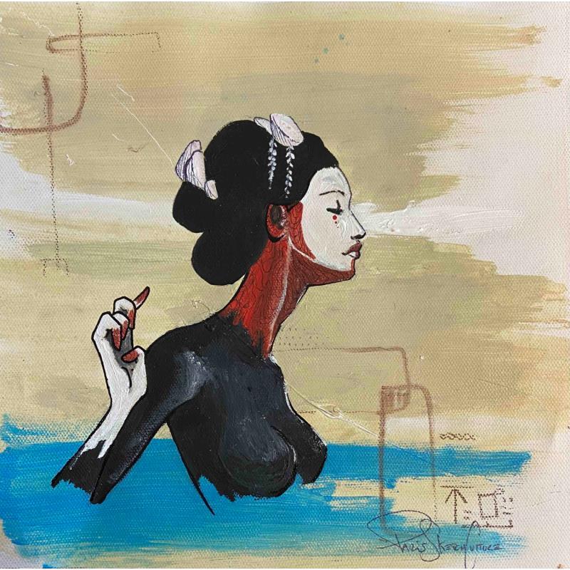 Peinture Geisha one par Paris Sketch Culture | Tableau Pop-art Portraits Icones Pop Minimaliste Acrylique
