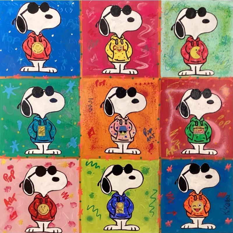 Gemälde Snoopy by 9 von Kikayou | Gemälde Pop-Art Pop-Ikonen Graffiti