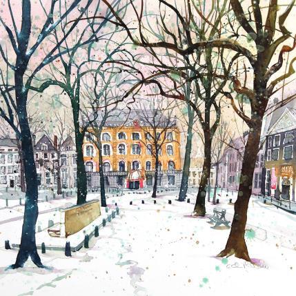 Painting NO. 22154  THE HAGUE  SNOWY HOTEL DES INDÈS by Thurnherr Edith | Painting Figurative Watercolor Urban