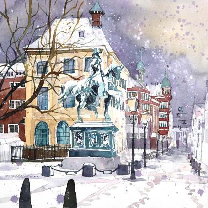Painting NO. 22157 THE HAGUE  PALAISSTRAAT WINTER by Thurnherr Edith | Painting Figurative Watercolor Urban