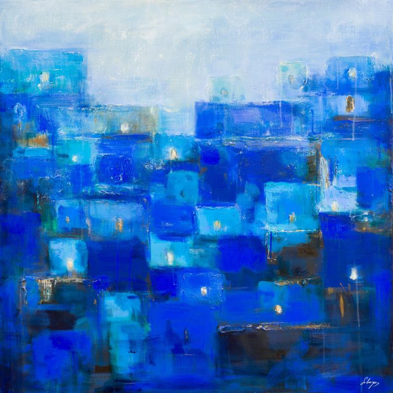 Painting Blue moon by Solveiga | Painting Abstract Acrylic Landscapes