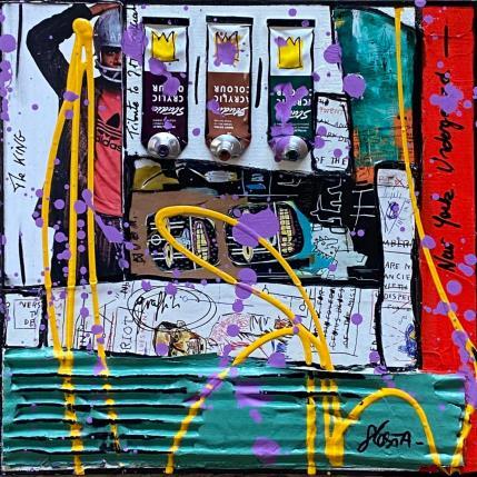 Painting Basquiat, the king ! by Costa Sophie | Painting Pop art Mixed Pop icons