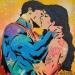 Gemälde superman wonderwoman love von Kedarone | Gemälde Pop-Art Pop-Ikonen Graffiti Posca