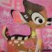 Gemälde Bambi von Kedarone | Gemälde Pop-Art Pop-Ikonen Graffiti Posca