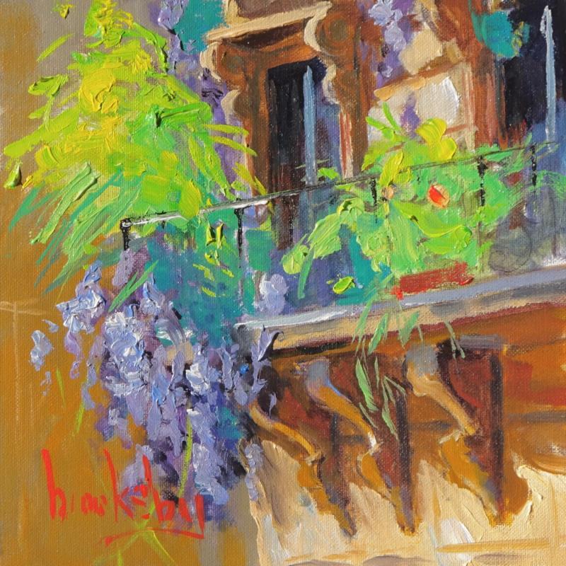 Painting Corner Balcony by Brooksby | Painting Figurative Oil Landscapes, Urban