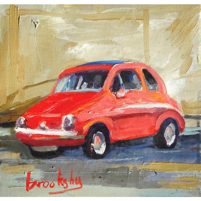 Painting Fiat 500 by Brooksby | Painting Figurative Life style Still-life Oil