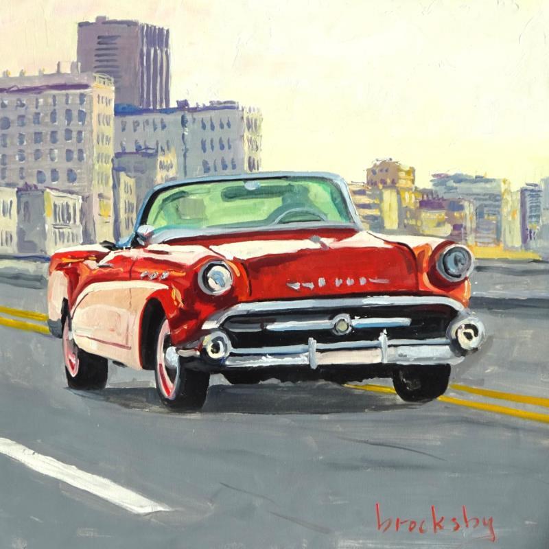 Peinture Havana Taxi par Brooksby | Tableau Figuratif Urbain Scènes de vie Huile