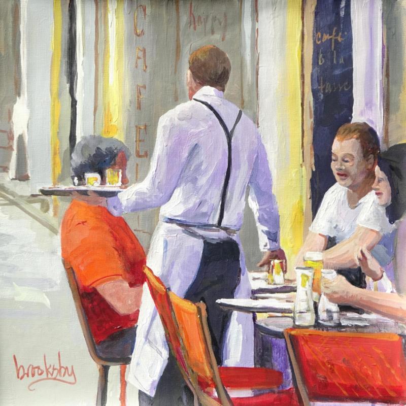 Painting L'Apéro est Servi by Brooksby | Painting Figurative Urban Life style Oil Acrylic