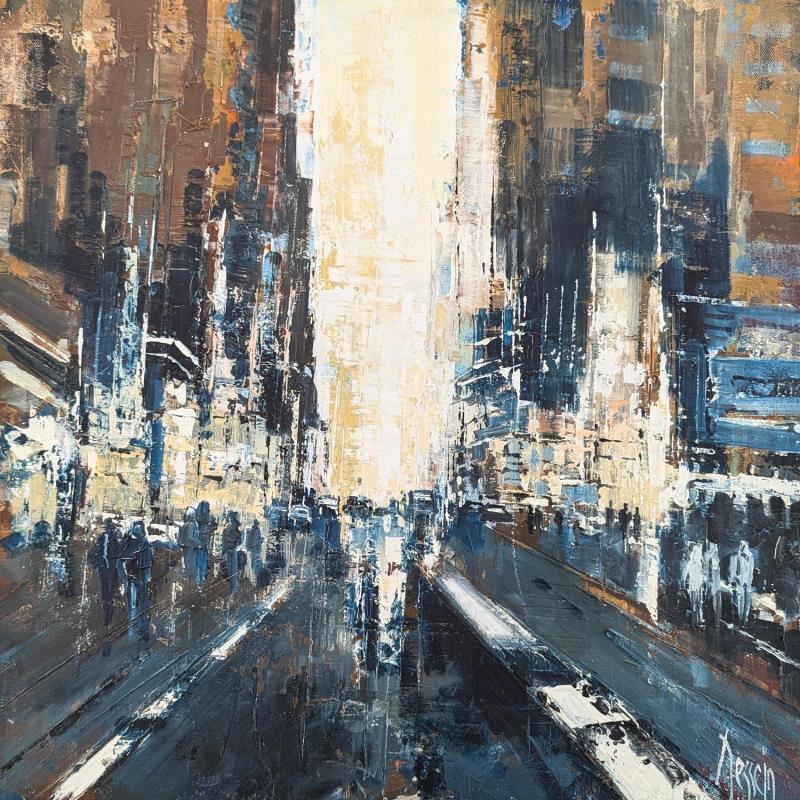 Painting Night in New York by Dessein Pierre | Painting Impressionism Oil Urban