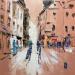 Painting Balade en ville by Raffin Christian | Painting Figurative Oil Acrylic Urban