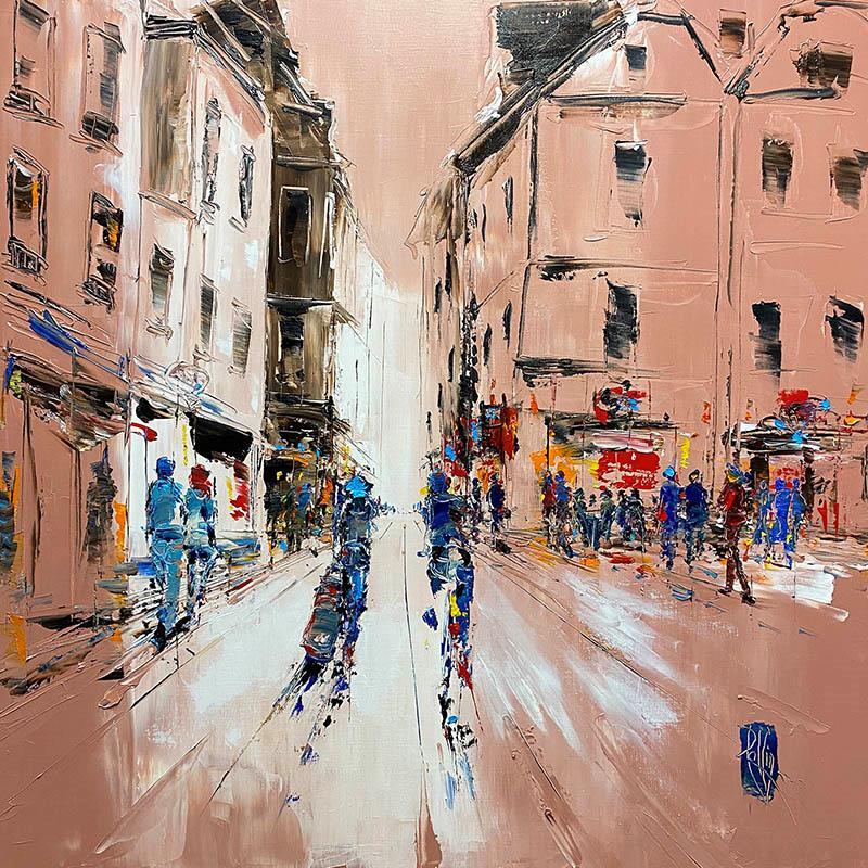 Painting Balade en ville by Raffin Christian | Painting Figurative Oil Acrylic Urban