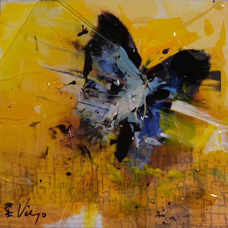 Painting PAPILLON BLEU by Viejo Philippe  | Painting Figurative Acrylic, Resin Animals