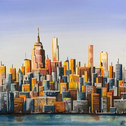Gemälde Coucher de soleil sur New York von Touras Sophie-Kim  | Gemälde Figurativ Acryl Urban