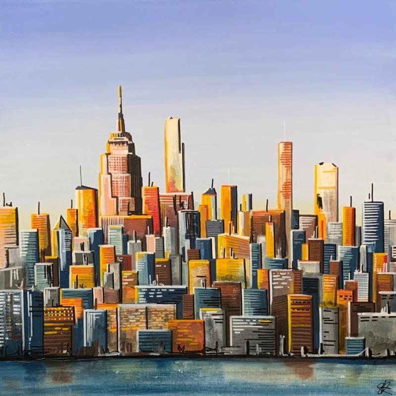 Painting Coucher de soleil sur New York by Touras Sophie-Kim  | Painting Figurative Urban Acrylic