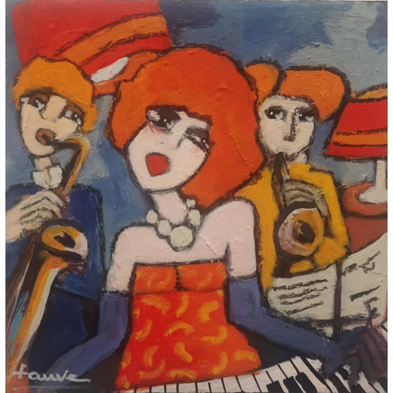 Painting Sax et piano by Fauve | Painting Figurative Acrylic Life style