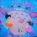 Peinture Totoro happy par Kedarone | Tableau Pop-art Icones Pop Graffiti Posca