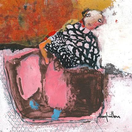 Painting Un peu plus d'attente by Guillon Anne | Painting Figurative Mixed Life style