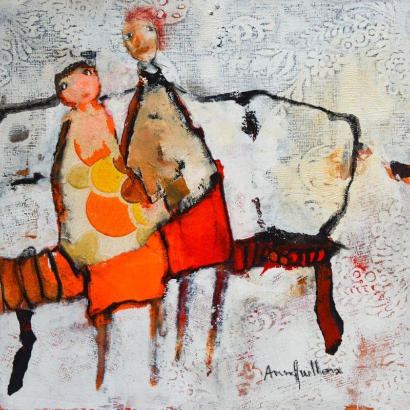 Painting Partage naïf by Guillon Anne | Painting Figurative Mixed Life style