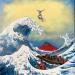 Peinture La vague et le surfer par Le Yack | Tableau Pop-art Icones Pop