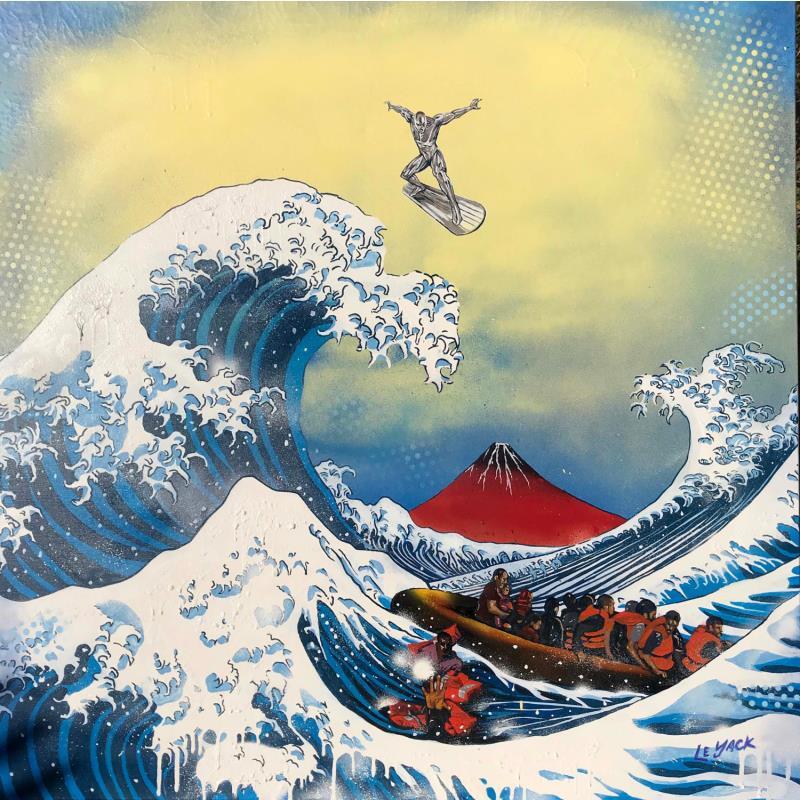 Painting La vague et le surfer by Le Yack | Painting Pop-art Pop icons