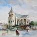 Gemälde Tours - L'église Saint Julien von Gutierrez | Gemälde Impressionismus Urban Aquarell