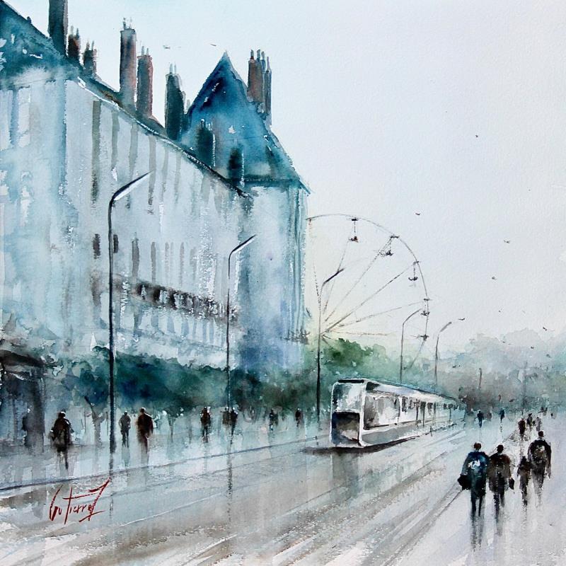 Gemälde Tours - Le centre ville von Gutierrez | Gemälde Impressionismus Urban Aquarell