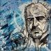 Gemälde Vito Corleone von Luma | Gemälde Street art Porträt Pop-Ikonen Schwarz & Weiß Acryl