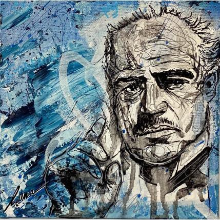 Painting Vito Corleone by Luma | Painting Street art Mixed Black & White, Pop icons, Portrait
