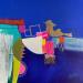 Gemälde Bateau blanc rentrant au port von Lau Blou | Gemälde Abstrakt Landschaften Marine Pappe Acryl