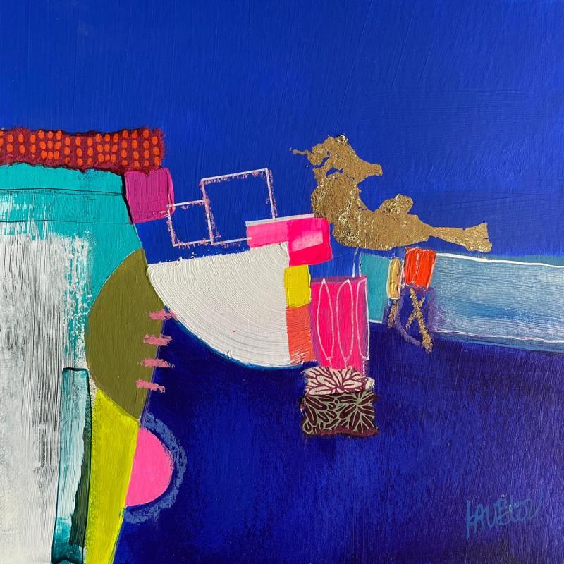 Painting Bateau blanc rentrant au port by Lau Blou | Painting Abstract Acrylic, Cardboard Landscapes, Marine, Pop icons
