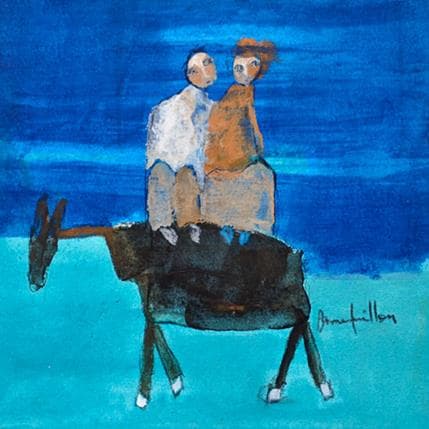 Painting Creux de la nuit by Guillon Anne | Painting Figurative Mixed Life style