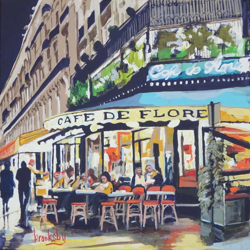 Painting Cafe de Flore by Brooksby | Painting Figurative Acrylic, Oil
