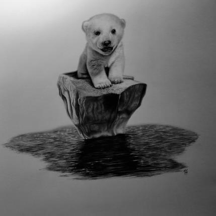 Painting Ourson polaire by Benchebra Karim | Painting Figurative Mixed Animals, Black & White, Life style