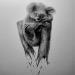 Gemälde Koala von Benchebra Karim | Gemälde Figurativ Alltagsszenen Tiere Schwarz & Weiß Zeichenkohle