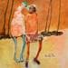 Peinture Caresse solaire par Guillon Anne | Tableau Figuratif Mixte scènes de vie