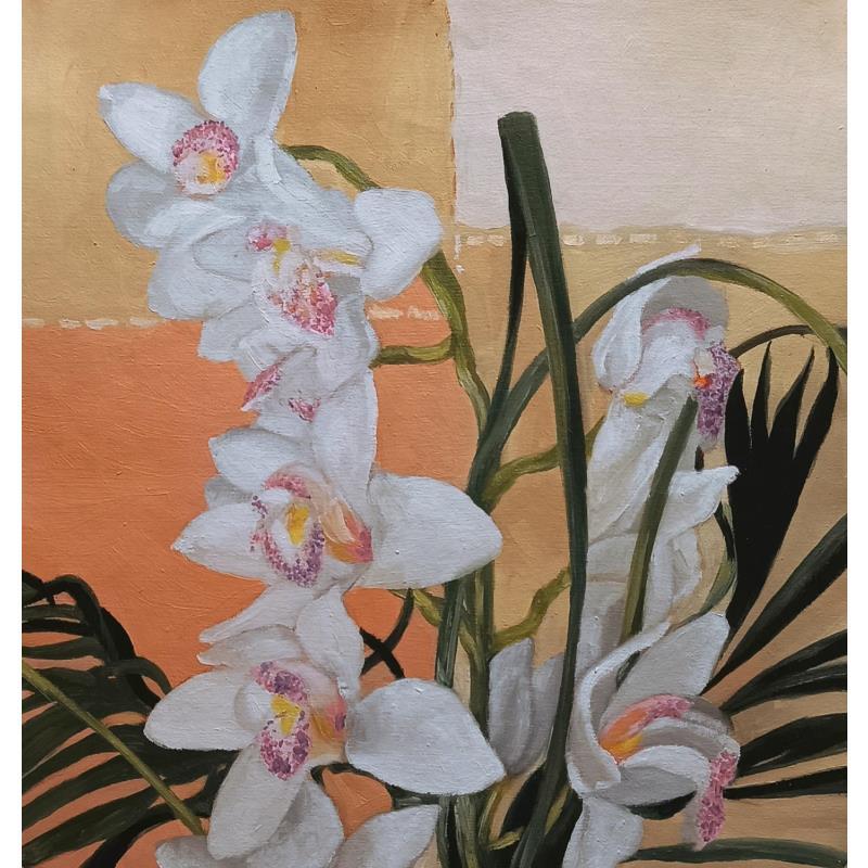 Painting Orchidee by Parisotto Alice | Painting Figurative Oil Still-life