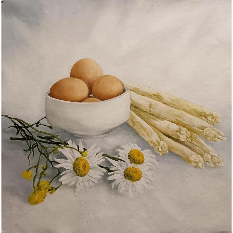 Painting Nature magique avec marguerites  by Parisotto Alice | Painting Figurative still-life Oil