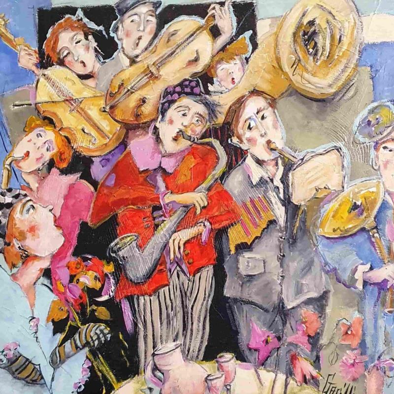 Peinture La nuit du Big Band par Garilli Nicole | Tableau Figuratif Scènes de vie