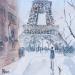 Peinture Winter in Paris 2022 par Lida Khomykova | Tableau Figuratif Urbain Aquarelle