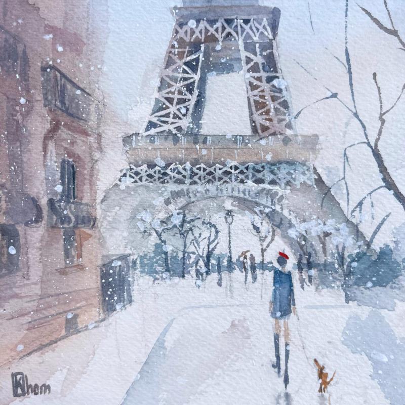 Painting Winter in Paris 2022 by Lida Khomykova | Painting Figurative Urban Watercolor