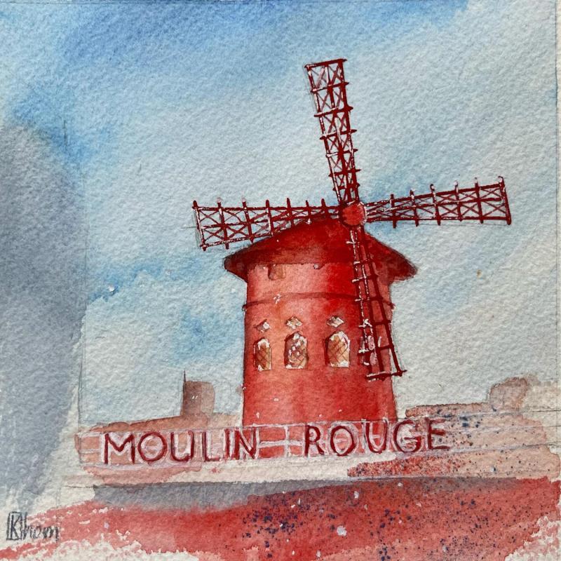 Painting Moulin rouge by Lida Khomykova | Painting Figurative Watercolor Landscapes