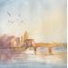 Painting Sunset in Florence by Lida Khomykova | Painting Figurative Urban Watercolor