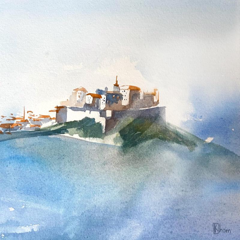 Painting Corsica by Lida Khomykova | Painting Figurative Watercolor Landscapes, Pop icons