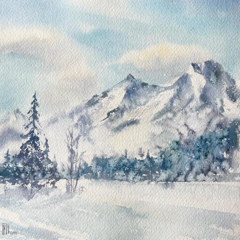 Gemälde The beauty of the mountains scenery von Lida Khomykova | Gemälde Aquarell