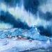 Painting Northern lights by Lida Khomykova | Painting Figurative Landscapes Watercolor