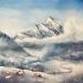 Gemälde Winter in the mountains von Lida Khomykova | Gemälde Aquarell